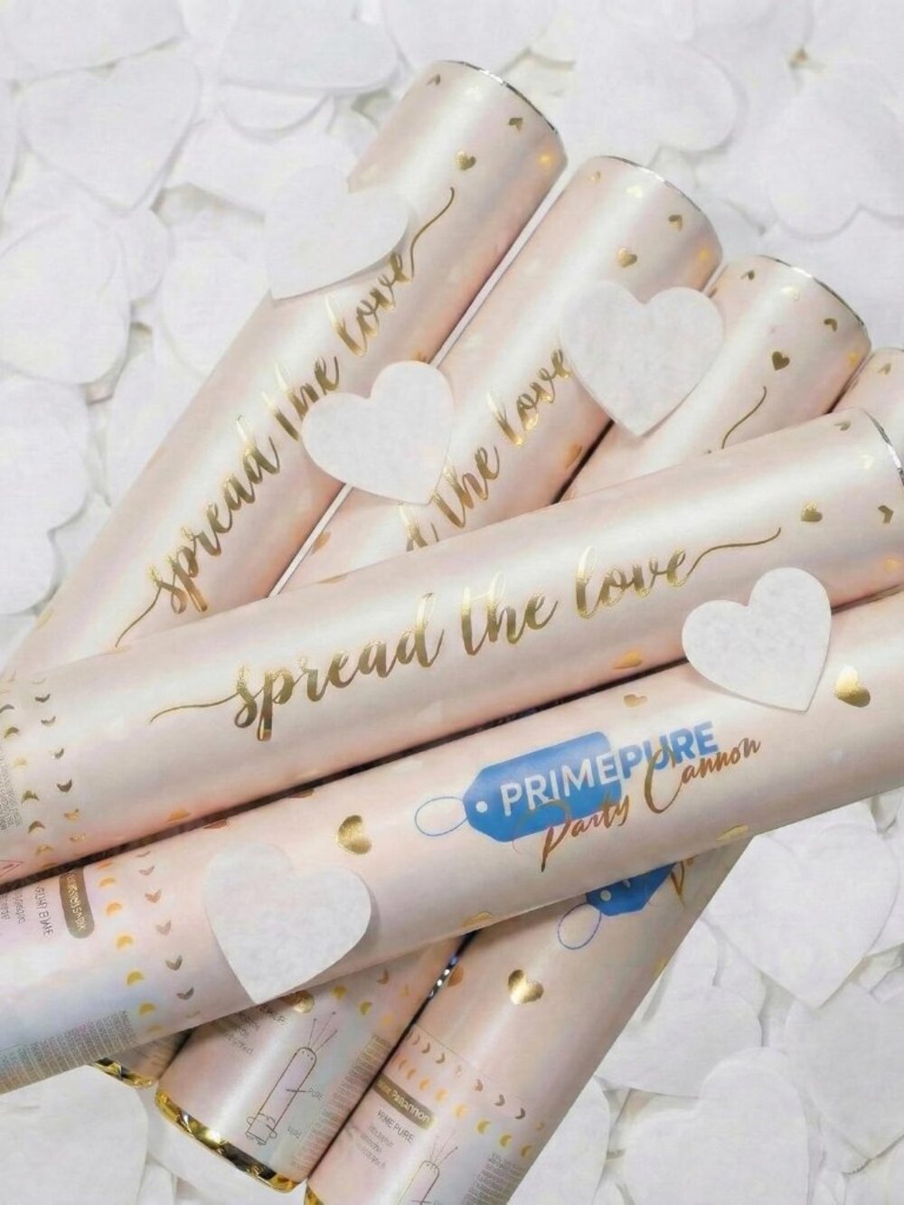 Confetti Cannon Party Poppers, Biodegradable White , 6 Pack